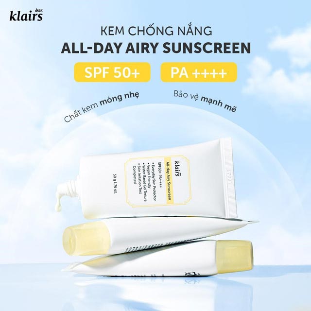 Kem chống nắng, bảo vệ da Klairs Soft Airy UV Essence Spf 50 PA++++