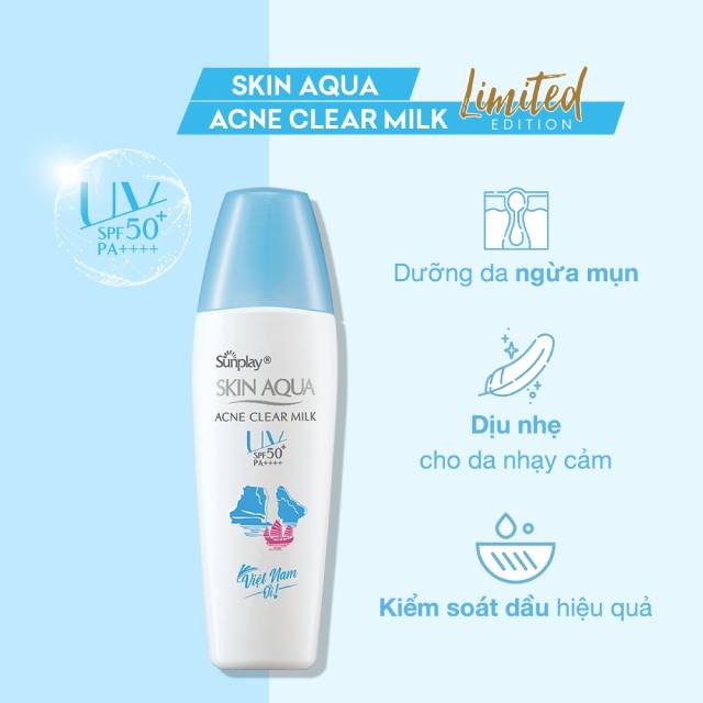 Kem chống nắng Skin Aqua Acne Clear Milk dành riêng cho da dầu mụn