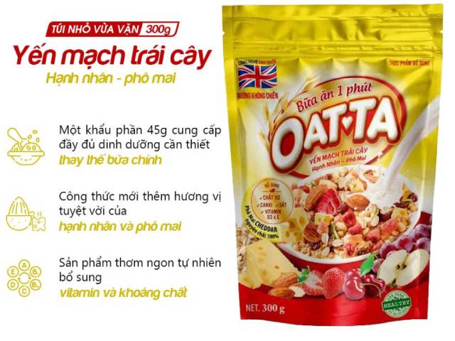 Ngũ cốc yến mạch trái cây Oatta được đánh giá cao về giá trị dinh dưỡng
