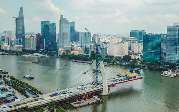  Cầu Thủ Thiêm 2 được xem là biểu tượng cổng chào từ trung tâm Sài Gòn qua khu đô thị mới Thủ Thiêm