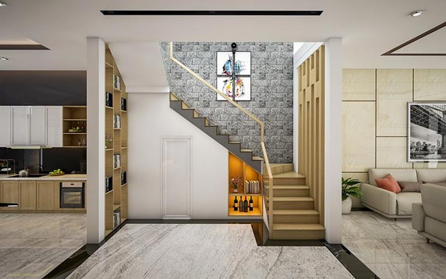 Vách ngăn cầu thang là nội thất giúp tách biệt các không gian trong nhà với nhau